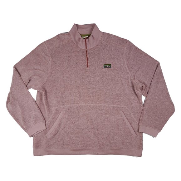 LL Bean Womens 1/4 Zip Fleece XXXL Plus Pink Pullover Sweater Jacket 3X Pockets - Picture 1 of 8